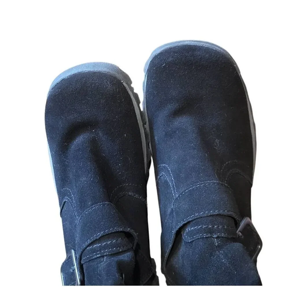 Skechers Boots Women's 6 Black Suede Leather Grand Jam Alpine Way Buckle Fur